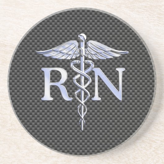 Geregistreerd Verpleegkundige RN Caduceus Slangen Zandsteen Onderzetter (Voorkant)