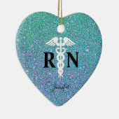 Geregistreerd verpleegster Blauwgroen blauw glitte Keramisch Ornament (Rechts)