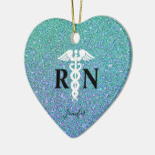 Geregistreerd verpleegster Blauwgroen blauw glitte Keramisch Ornament (Links)