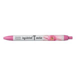 Geregistreerd Verpleegster Caduceus Roze Madelief  Zwarte Inkt Pen
