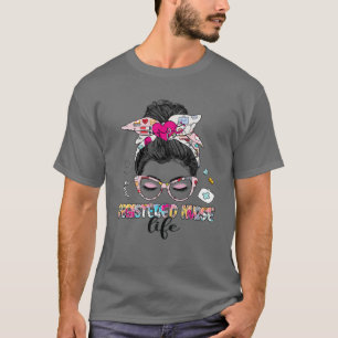 Geregistreerd zenuwstelsel Bun Hair Stethoscoop R T-shirt