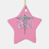 Geregistreerd zilver Caduceus lichtroze decor Keramisch Ornament (Rechts)