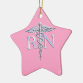 Geregistreerd zilver Caduceus lichtroze decor Keramisch Ornament (Links)