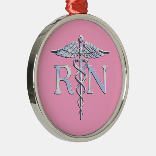 Geregistreerd zilver Caduceus lichtroze decor Metalen Ornament (Rechts)