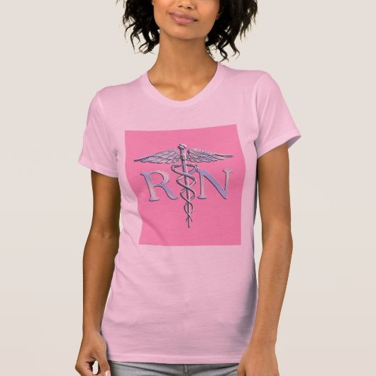 Geregistreerd zilver Caduceus lichtroze decor T-shirt (Voorkant)