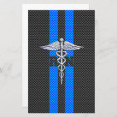 Geregistreerd zure RN Caduceus koolstofvezeldecor Briefpapier (Voorkant / Achterkant)