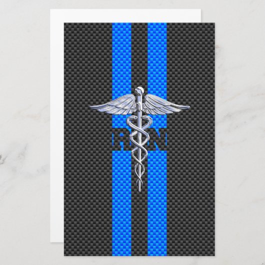 Geregistreerd zure RN Caduceus koolstofvezeldecor Briefpapier (Voorkant / Achterkant)