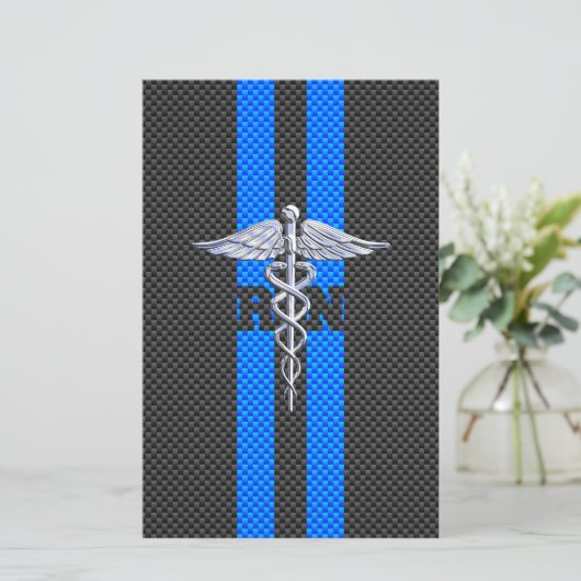Geregistreerd zure RN Caduceus koolstofvezeldecor Briefpapier (Staand voorkant)