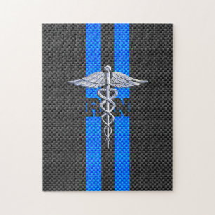 Geregistreerd zure RN Caduceus koolstofvezeldecor Legpuzzel
