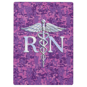 Geregistreerd zure RN Caduceus op Fuchsia Camo Klembord