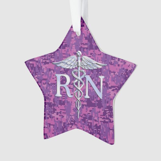 Geregistreerd zure RN Caduceus op Fuchsia Camo Ornament (voorkant)