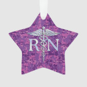 Geregistreerd zure RN Caduceus op Fuchsia Camo Ornament (voorkant)