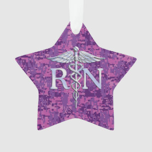 Geregistreerd zure RN Caduceus op Fuchsia Camo Ornament