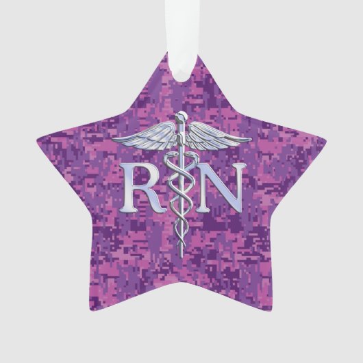 Geregistreerd zure RN Caduceus op Fuchsia Camo Ornament (voorkant)