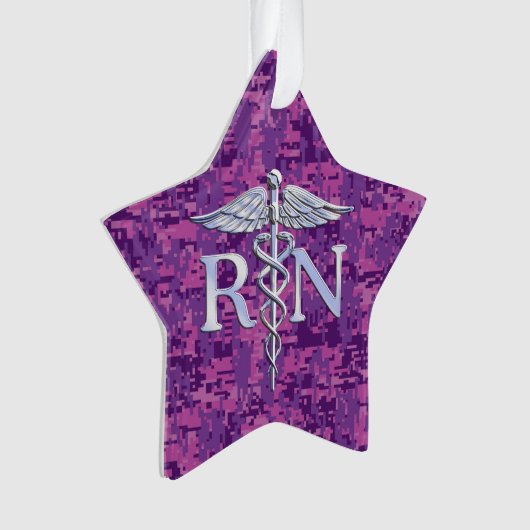 Geregistreerd zure RN Caduceus op Fuchsia Camo Ornament (voorkant)
