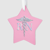 Geregistreerd zure RN Caduceus op lichtroze decor Ornament (voorkant)