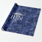 Geregistreerd zure RN Caduceus op Navy Blue Camo Cadeaupapier (Uitgerold)