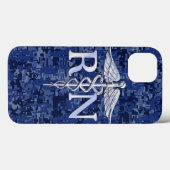Geregistreerd zure RN Caduceus op Navy Blue Camo Case-Mate iPhone Case (Achterkant (horizontaal))