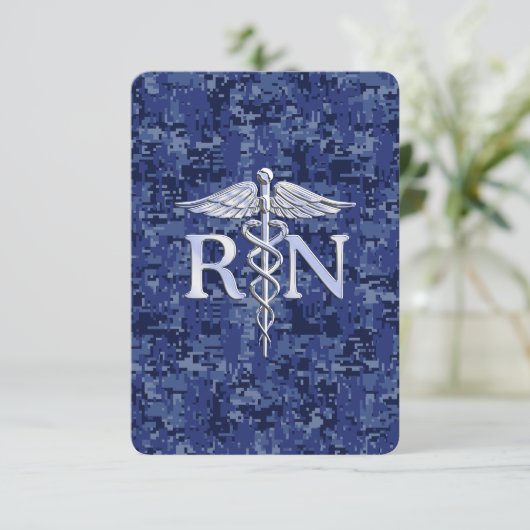 Geregistreerd zure RN Caduceus op Navy Blue Camo Informatiekaartje (Staand voorkant)