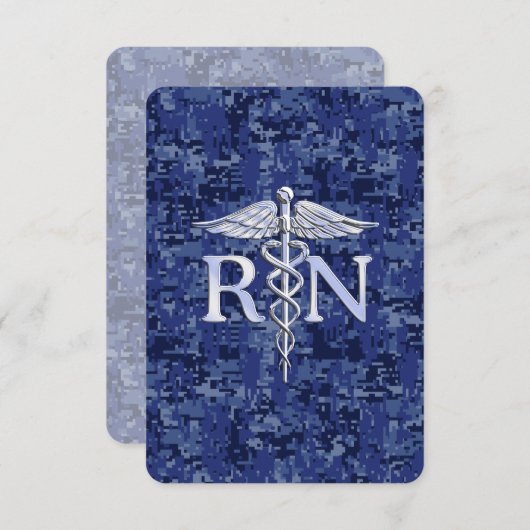 Geregistreerd zure RN Caduceus op Navy Blue Camo Informatiekaartje (Voorkant / Achterkant)