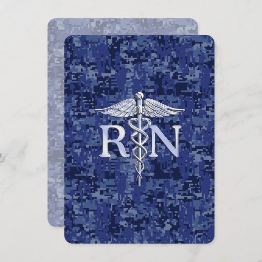 Geregistreerd zure RN Caduceus op Navy Blue Camo Informatiekaartje (Voorkant / Achterkant)
