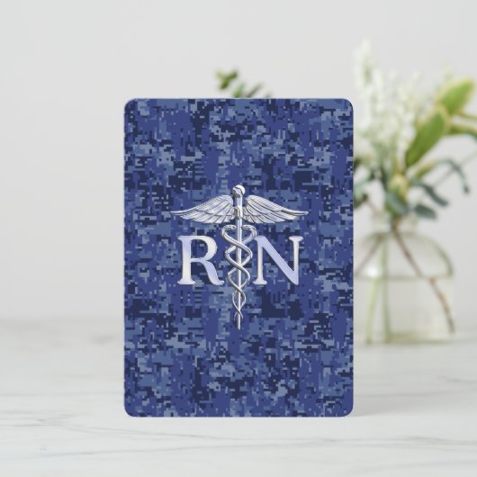 Geregistreerd zure RN Caduceus op Navy Blue Camo Informatiekaartje (Staand voorkant)