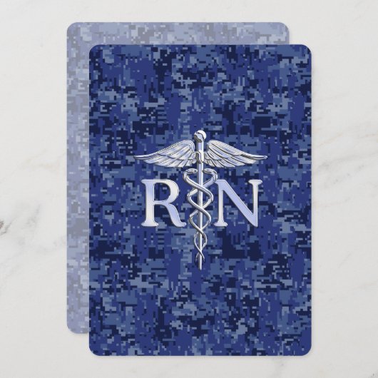 Geregistreerd zure RN Caduceus op Navy Blue Camo Kaart (Voorkant / Achterkant)