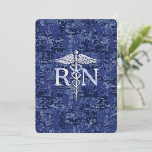 Geregistreerd zure RN Caduceus op Navy Blue Camo Kaart (Staand voorkant)