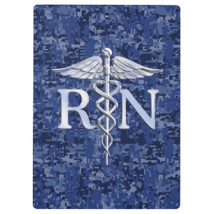 Geregistreerd zure RN Caduceus op Navy Blue Camo Klembord