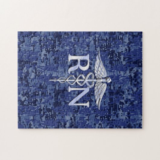 Geregistreerd zure RN Caduceus op Navy Blue Camo Legpuzzel (Horizontaal)
