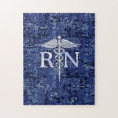 Geregistreerd zure RN Caduceus op Navy Blue Camo Legpuzzel (Verticaal)