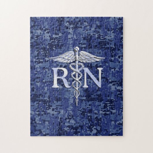 Geregistreerd zure RN Caduceus op Navy Blue Camo Legpuzzel (Verticaal)