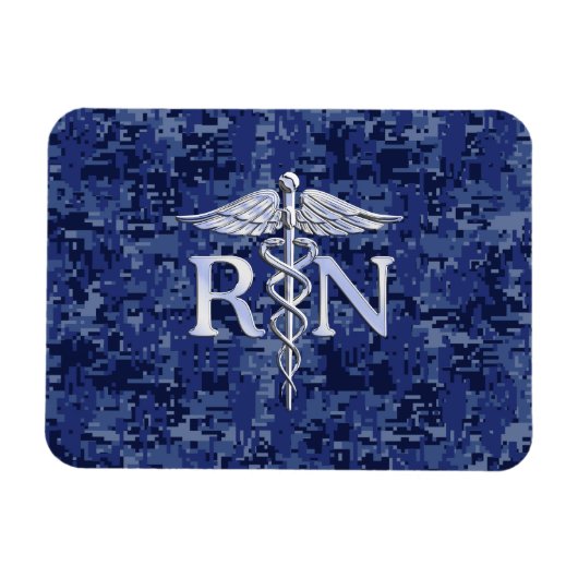 Geregistreerd zure RN Caduceus op Navy Blue Camo Magneet (Horizontaal)