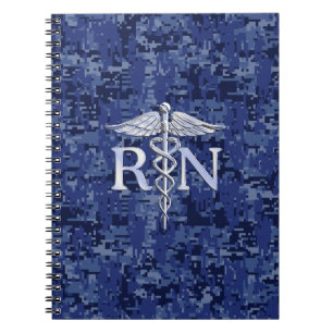 Geregistreerd zure RN Caduceus op Navy Blue Camo Notitieboek