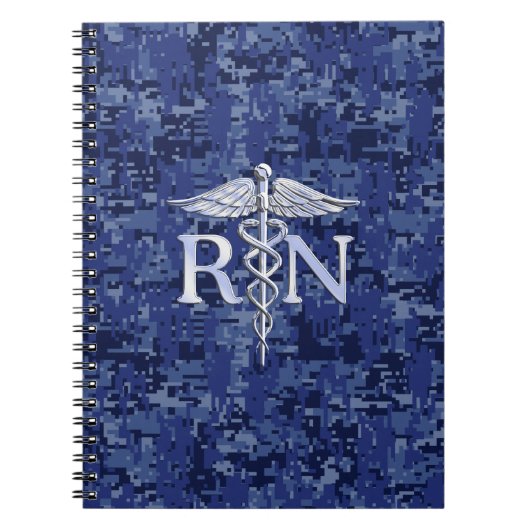 Geregistreerd zure RN Caduceus op Navy Blue Camo Notitieboek (Voorkant)
