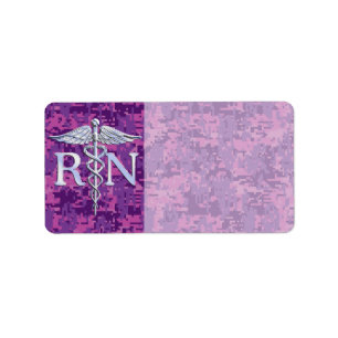 Geregistreerd zure RN Caduceus op Roze Camo Etiket