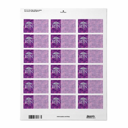 Geregistreerd zure RN Caduceus op Roze Camo Etiket (Full Sheet)