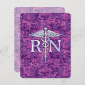 Geregistreerd zure RN Caduceus op Roze Camo Informatiekaartje (Voorkant / Achterkant)