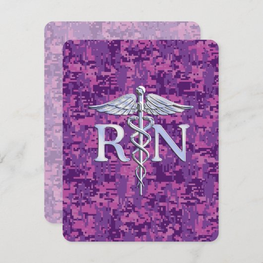 Geregistreerd zure RN Caduceus op Roze Camo Informatiekaartje (Voorkant / Achterkant)