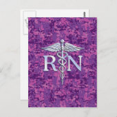 Geregistreerd zure RN Caduceus op roze Camouflage Briefkaart (Voorkant / Achterkant)