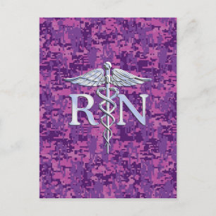 Geregistreerd zure RN Caduceus op roze Camouflage Briefkaart