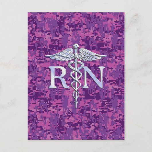 Geregistreerd zure RN Caduceus op roze Camouflage Briefkaart (Voorkant)
