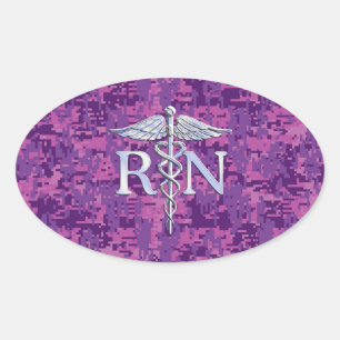 Geregistreerd zure RN Caduceus op roze Camouflage Ovale Sticker