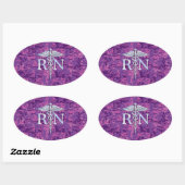 Geregistreerd zure RN Caduceus op roze Camouflage Ovale Sticker (Vel)