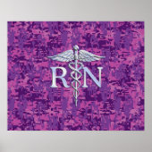 Geregistreerd zure RN Caduceus op roze Camouflage Poster (Voorkant)