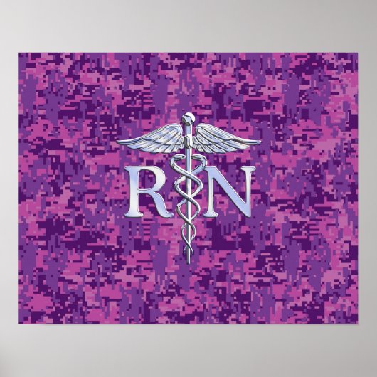 Geregistreerd zure RN Caduceus op roze Camouflage Poster (Voorkant)