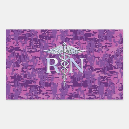 Geregistreerd zure RN Caduceus op roze Camouflage Rechthoekige Sticker (Voorkant)