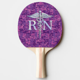 Geregistreerd zure RN Caduceus op roze Camouflage Tafeltennisbatje