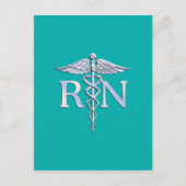 Geregistreerd zure RN Caduceus op Turquoise Briefkaart (Voorkant)
