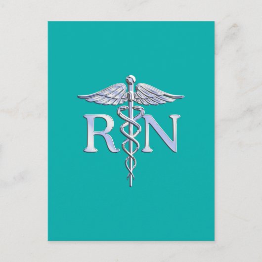 Geregistreerd zure RN Caduceus op Turquoise Briefkaart (Voorkant)